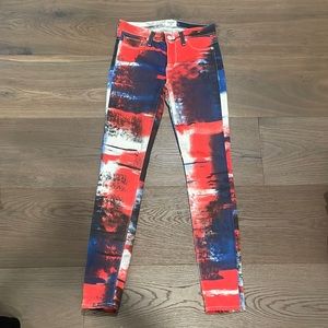 Hudson red, white and blue jeans